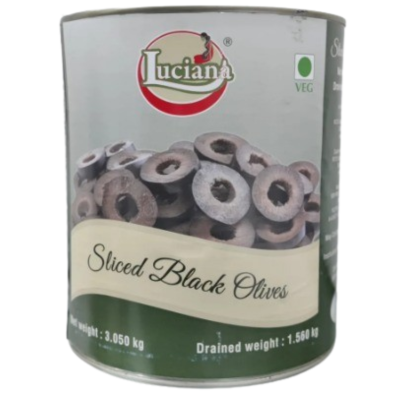Luciana Black Olive Slice Tin, 3 kg