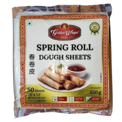 Golden Wrap Frozen Dough Sheet (For Spring Roll) 8.5 (40 Sheets), 550 gm
