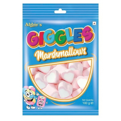 Abbie's Giggles Marshmallow Hearts, 100 gm
