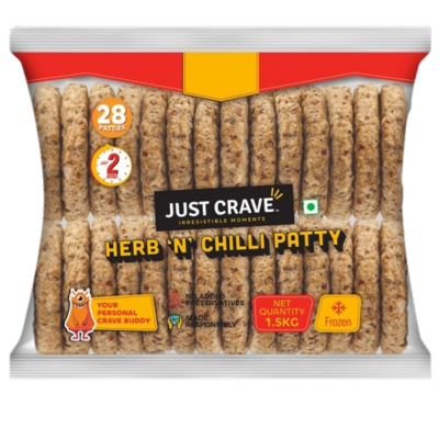 Just Crave Herb N Chilli Patty, 1.5 kg